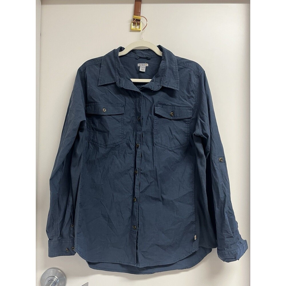 Carhartt Women's Cotton Long Sleeve Work Shirt Button Up Sz XL  Blue Gorpcore